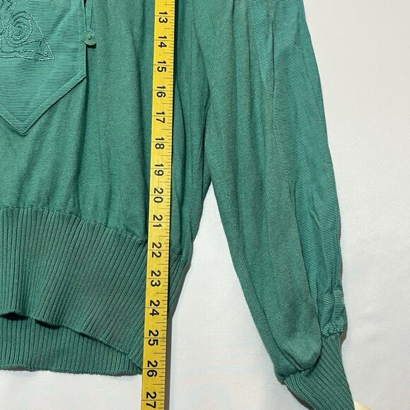 Vintage Marc D’alcy Sweater 80s Women’s Embroidery Embellished Size Small Green - Picture 5 of 12